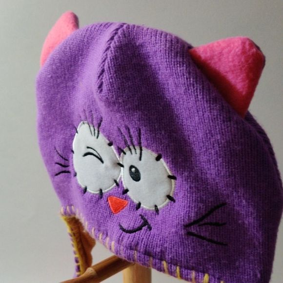 Flipeez Cute Kitty Purple Beanie‎ Hat with Wagging Tail Beanie main image 4